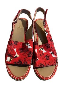 Franco Sarto Leanne Espadrille Wedge Open Toe Sandals Size 8